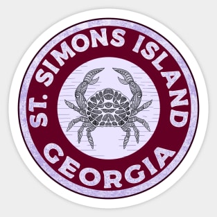 Saint Simons Island Georgia Beach Crab St. Sticker